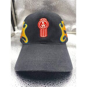 Kenworth Trucking Hat Mens One Size Black Flame Embroidery Cyrk Adjustable Cap